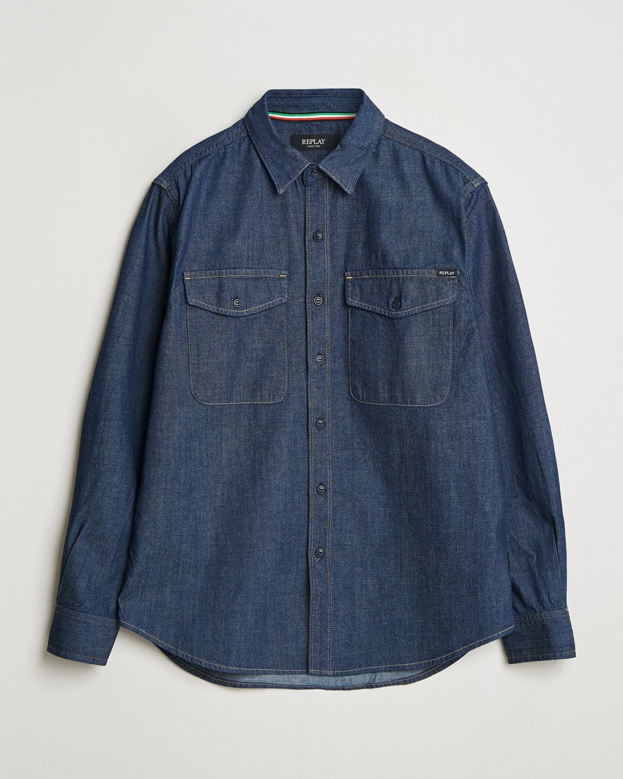 Replay Denim Shirt Dark Blue – Blauw