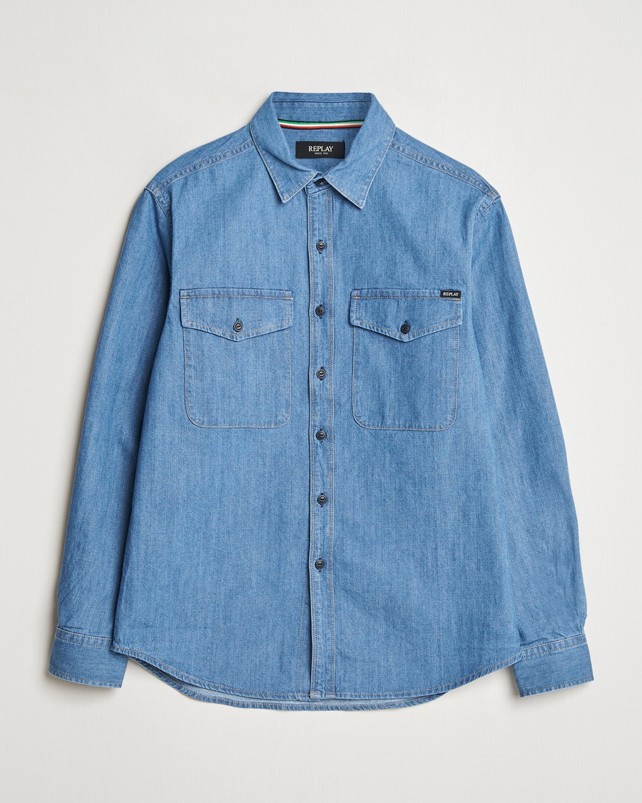 Replay Denim Shirt Medium Blue – Blauw