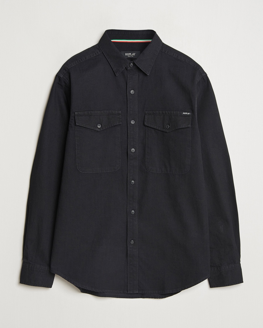 Replay Denim Shirt Washed Black – Zwart