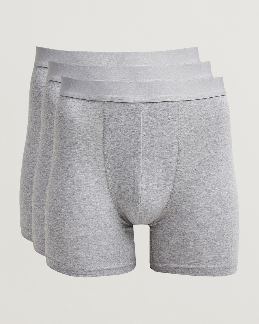 Bread & Boxers 3-Pack Long Boxer Brief Grey Melange – Grijs