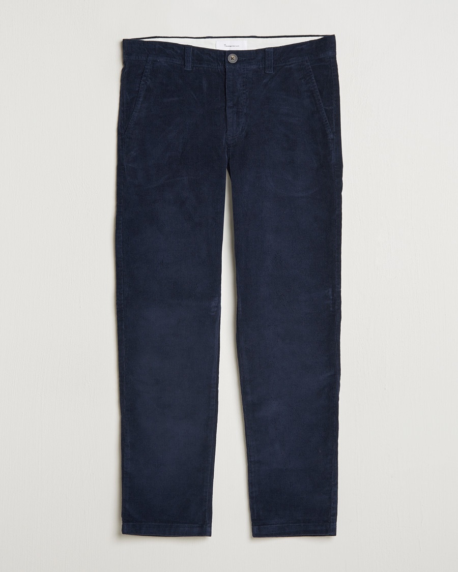 KnowledgeCotton Apparel Chuck Regular Cord Trousers Night Sky - Maat: W29L32 - Kleur: Blauw