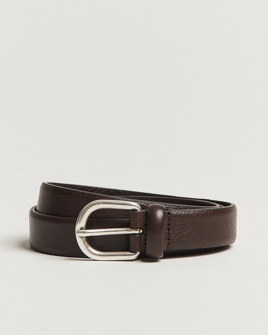 Anderson's Grained Leather Belt 2,5 cm Dark Brown – Bruin
