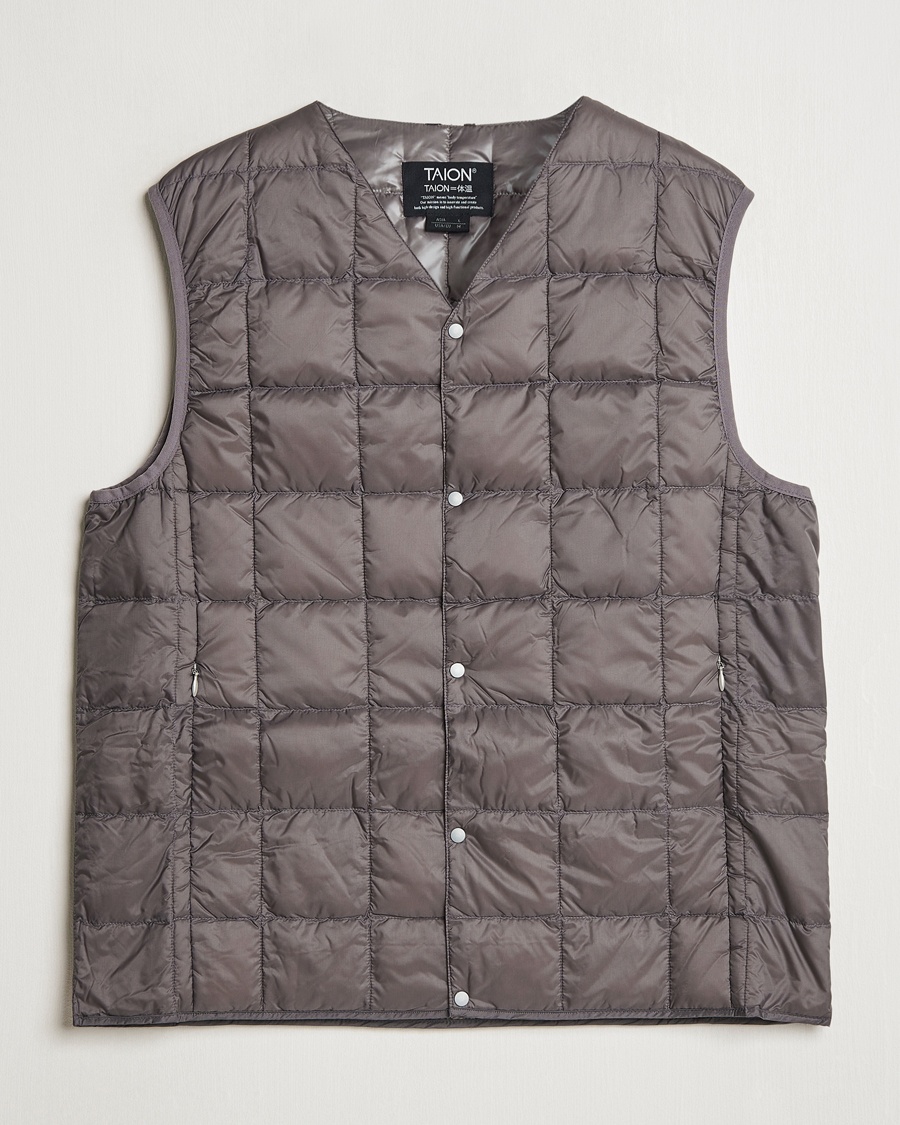 TAION V-Neck Lightweight Down Vest Gray – Grijs