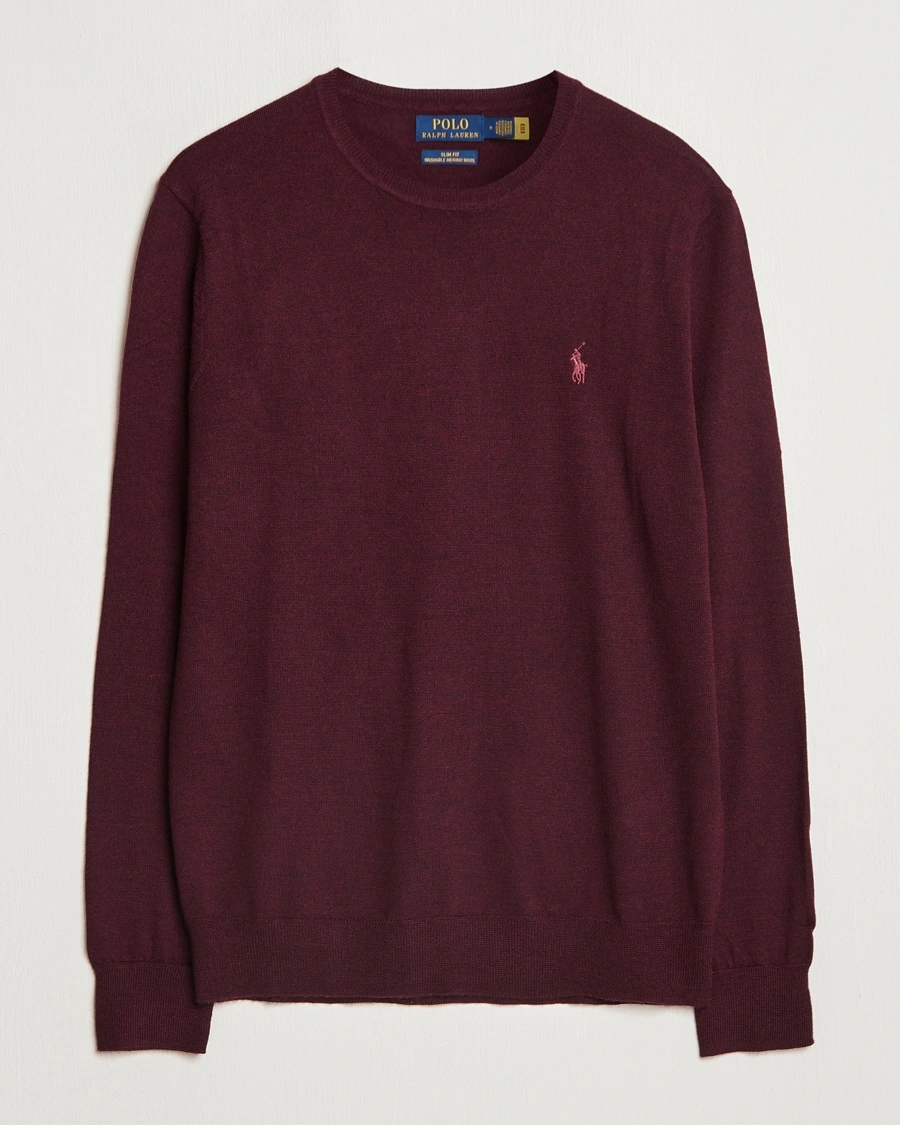 Polo Ralph Lauren Merino Crew Neck Pullover Aged Wine Heather – Rood