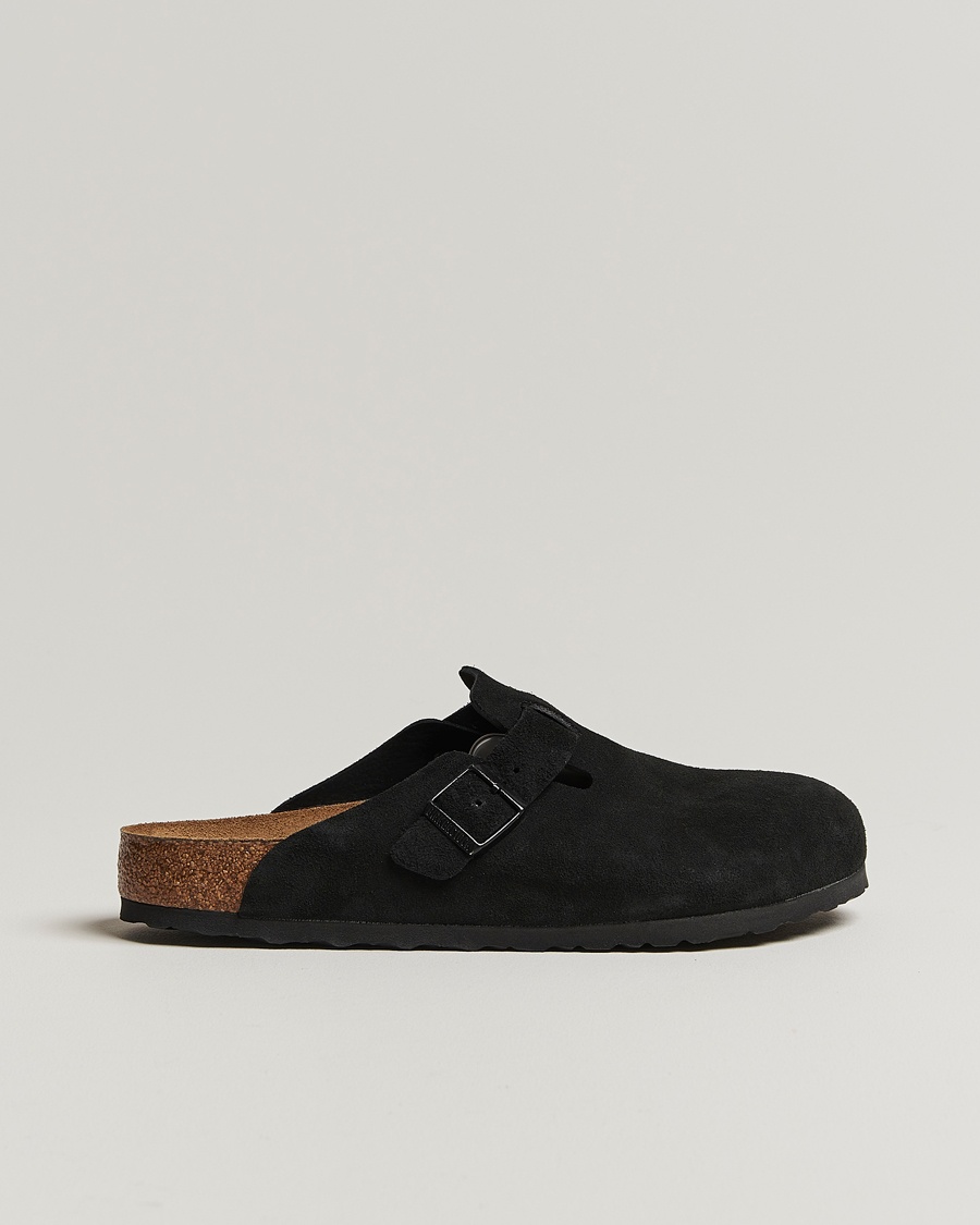 BIRKENSTOCK Boston Soft Footbed Black Suede – Zwart