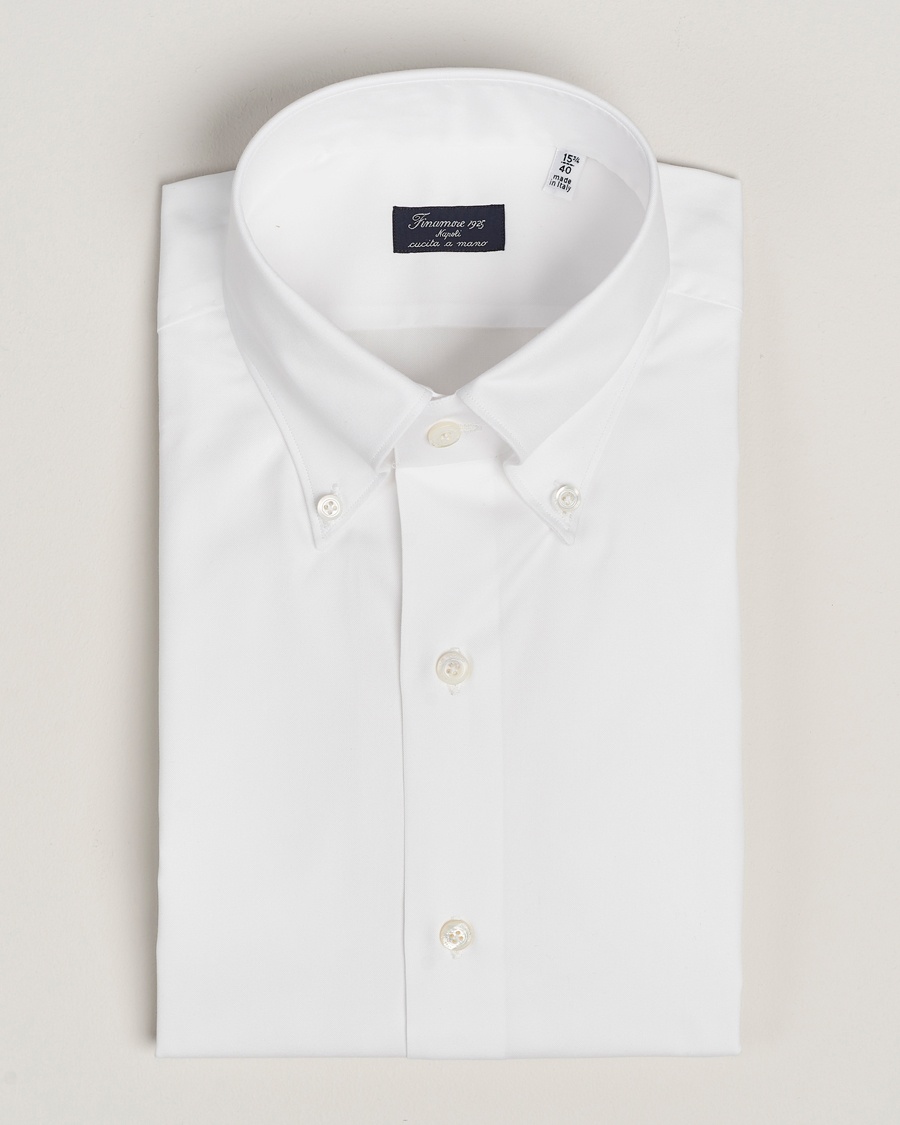 Finamore Napoli Milano Slim Oxford Button Down Shirt White – Wit