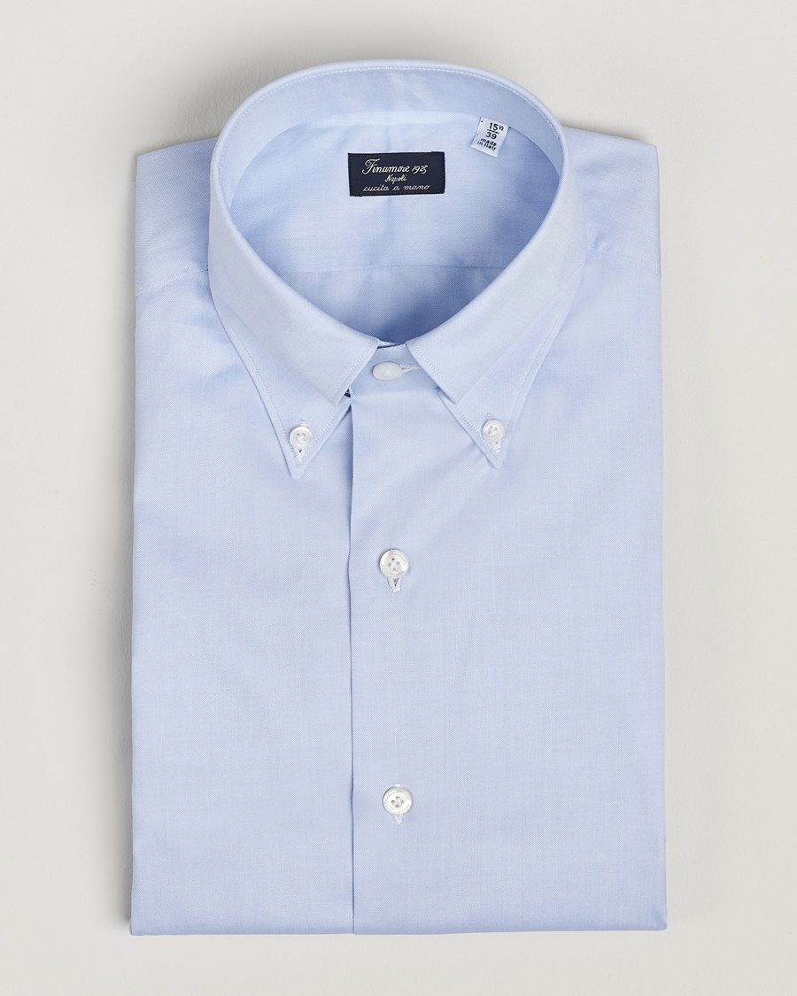 Finamore Napoli Milano Slim Oxford Button Down Shirt Light Blue – Blauw