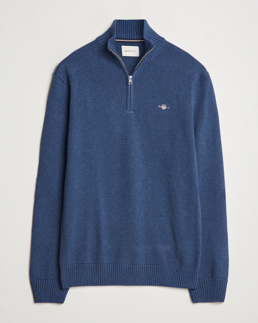 Gant Casual Cotton Half Zip Dark Jeans Blue Melange – Blauw