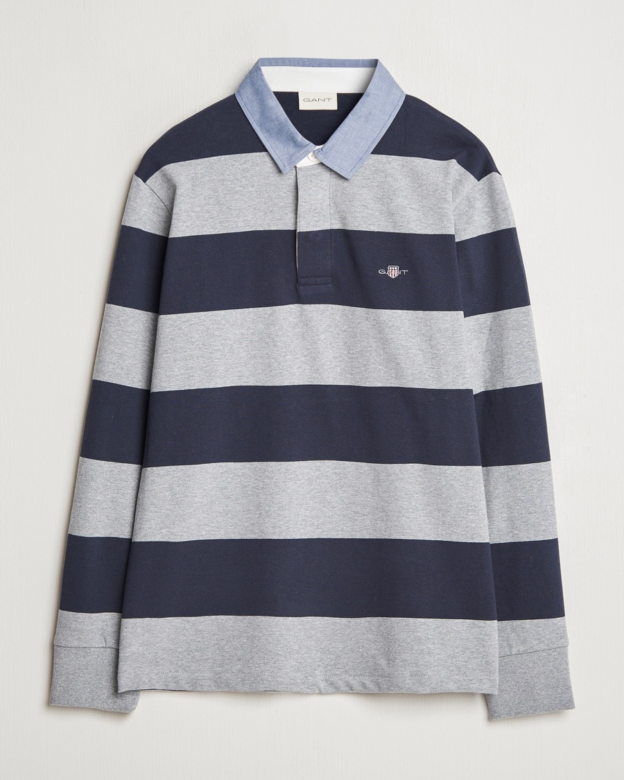 Gant Chambray Striped Heavy Rugger Grey Melange – Blauw