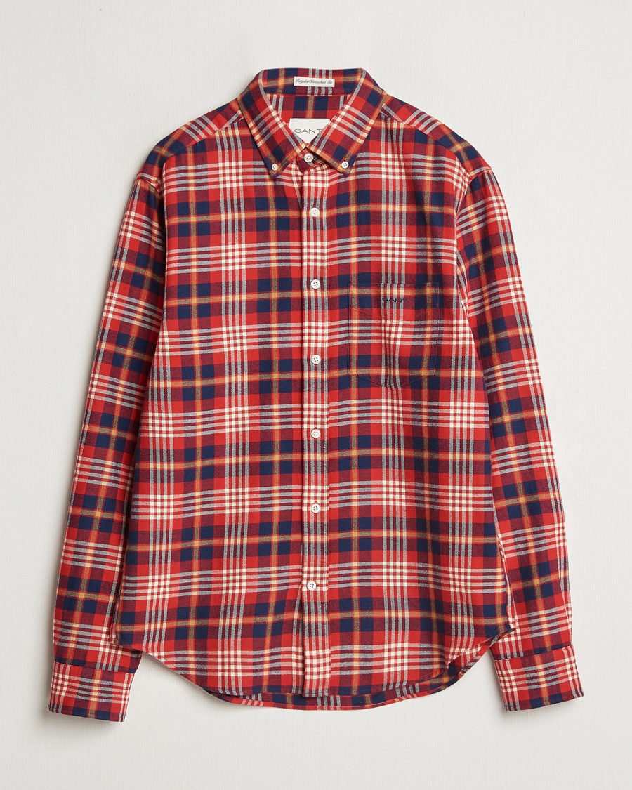 GANT Regular Flannel Plaid Shirt Ruby Red – Rood