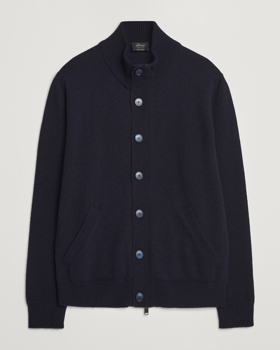 Brioni Cashmere Cardigan Jacket Navy – Blauw