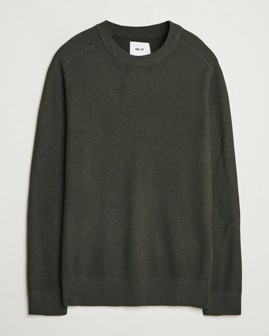 NN07 Kevin Cotton Knitted Sweater Dark Army – Groen