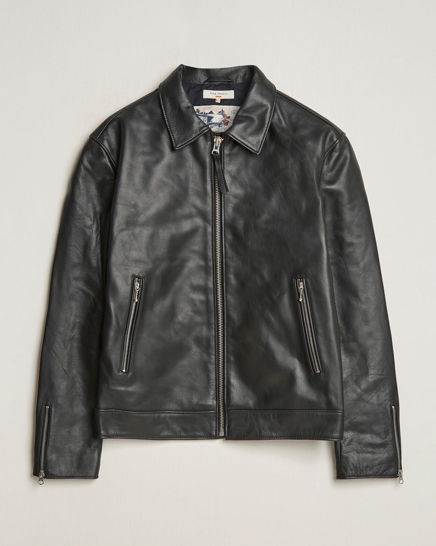 Nudie Jeans Eddy Rider Leather Jacket Black – Zwart