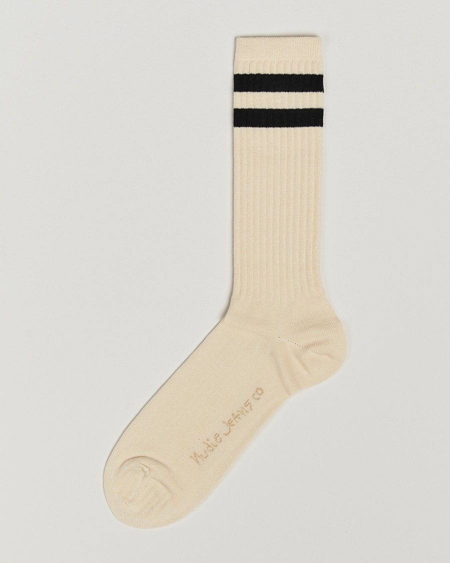 Nudie Jeans Amundsson Tennis Socks Off White/Black – Wit