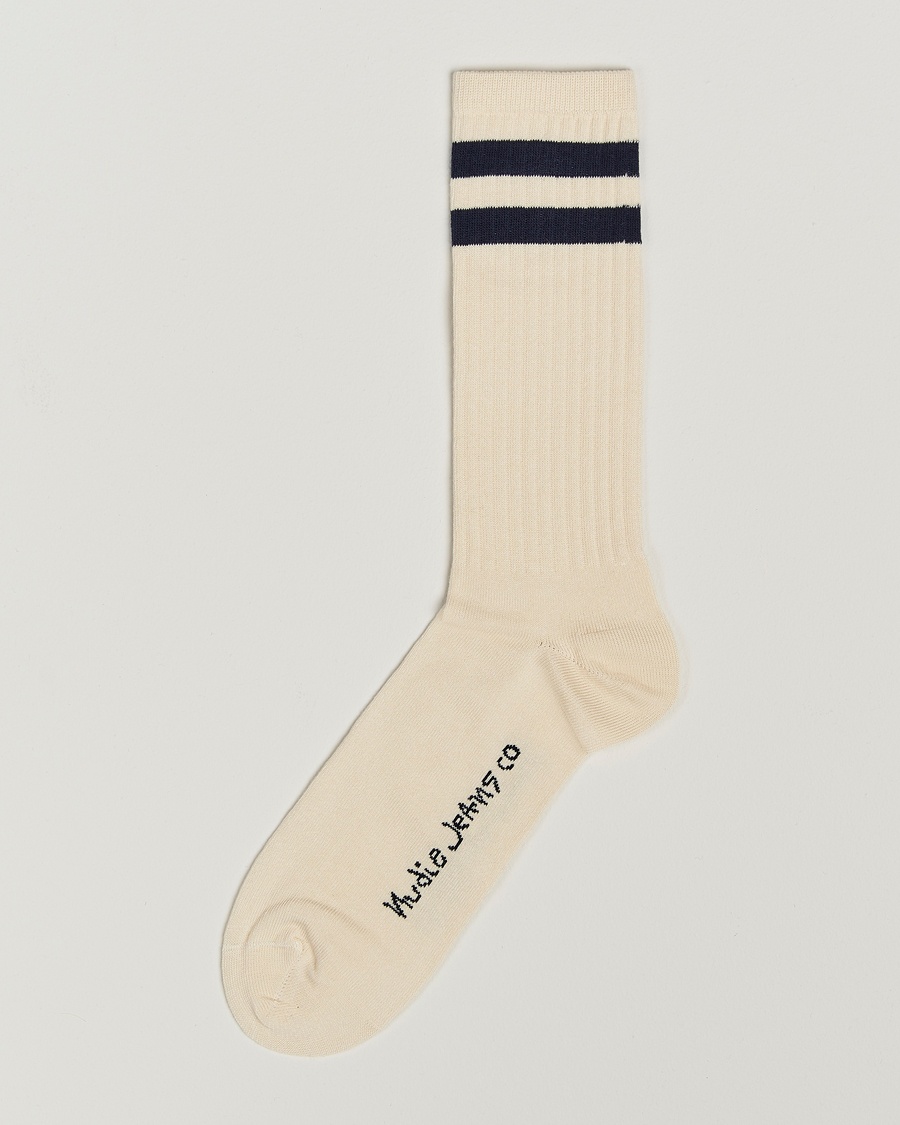 Nudie Jeans Amundsson Tennis Socks Off White/Navy – Wit