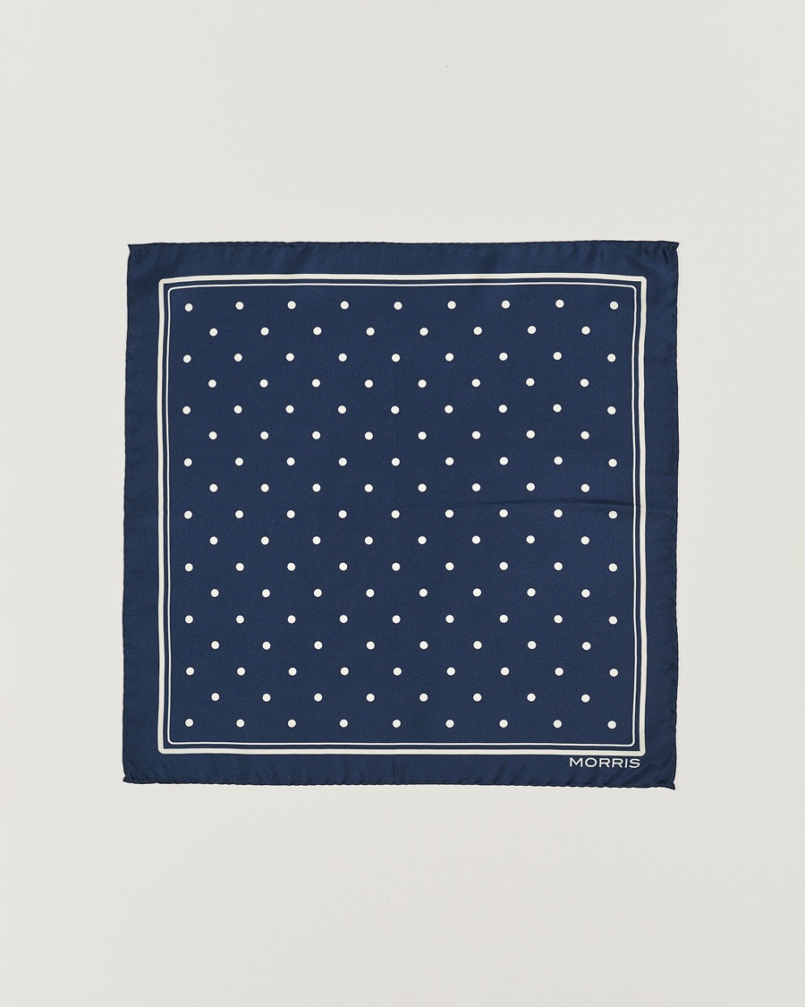 Morris Dot Pocket Square Navy – Blauw
