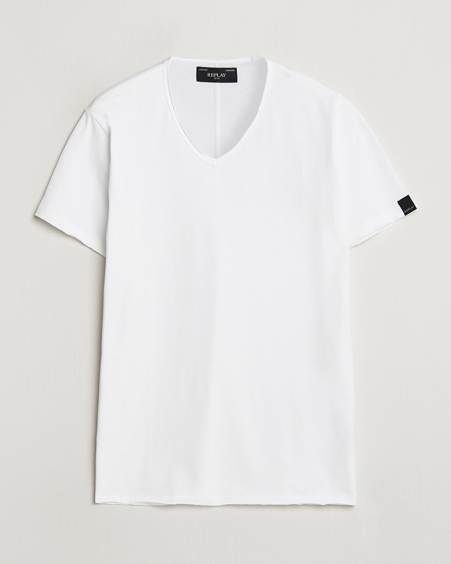 Replay V-Neck T-Shirt White – Wit