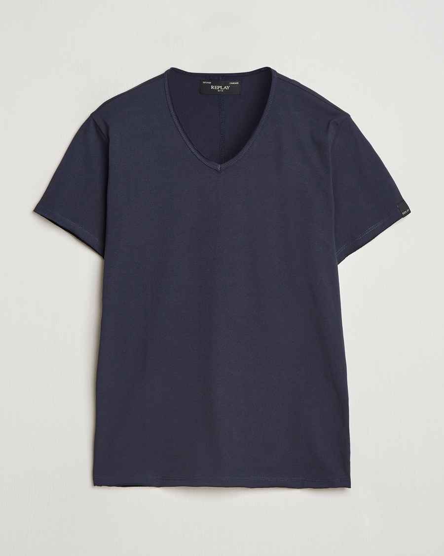 Heren | | Replay | V-Neck T-Shirt Night Blue