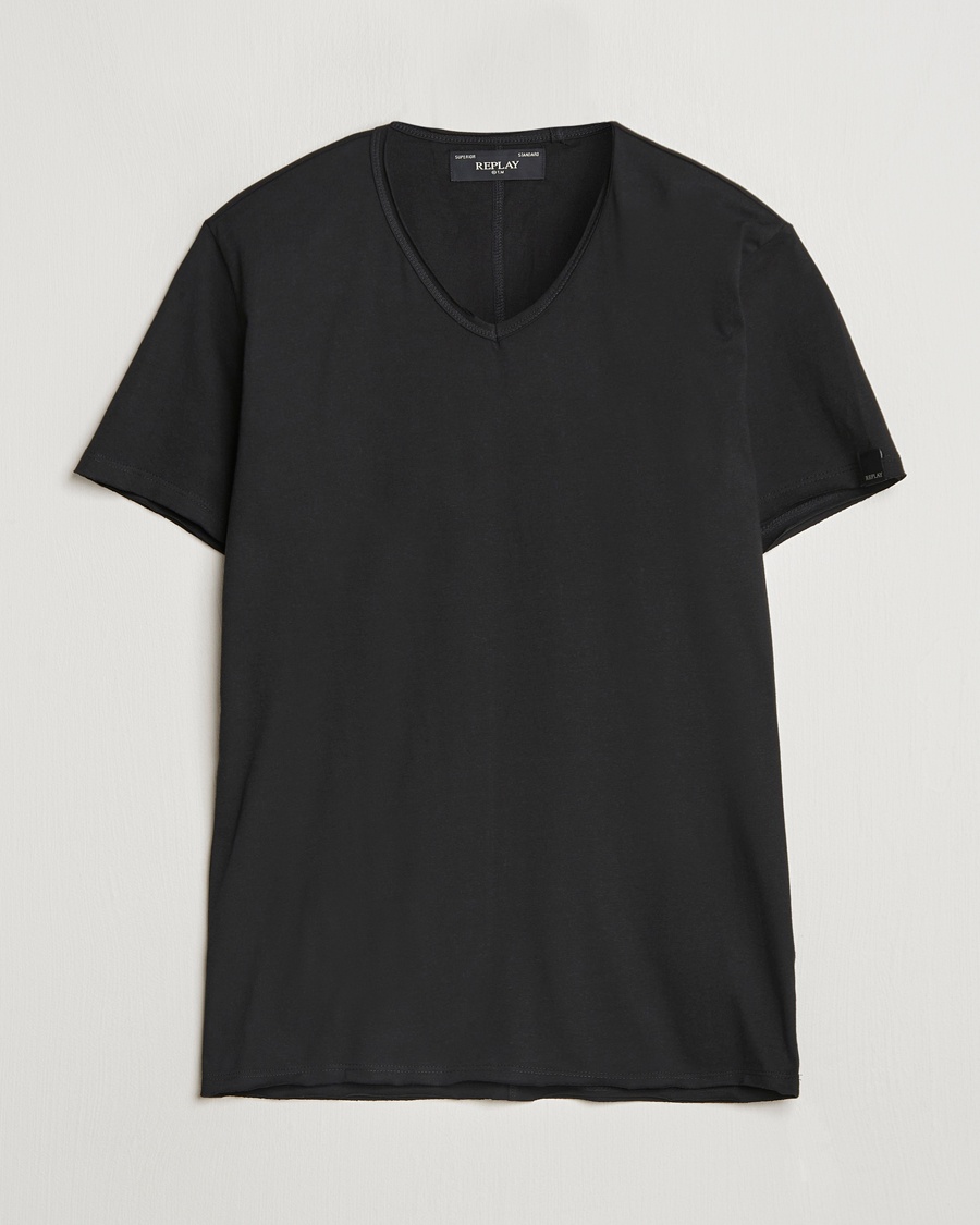 Replay V-Neck T-Shirt Black – Zwart