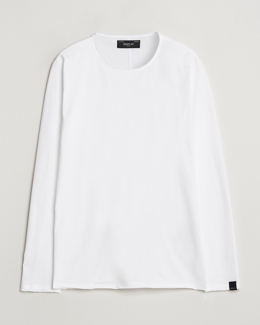 Heren | T-shirts met lange mouwen | Replay | Crew Neck Long Sleeve T-Shirt White