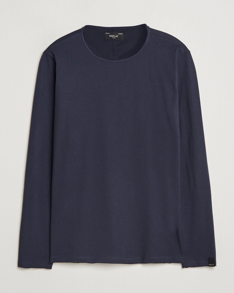 Replay Crew Neck Long Sleeve T-Shirt Night Blue – Blauw
