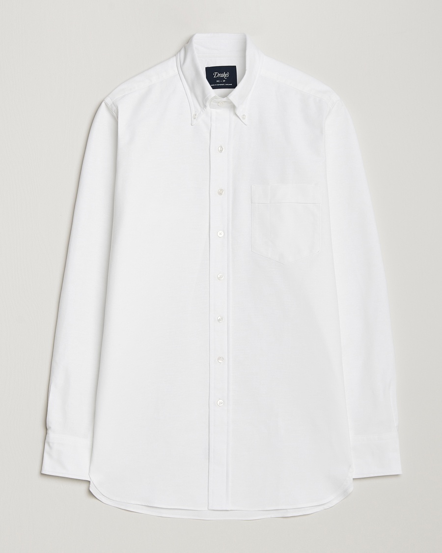 Drake's Button Down Oxford Shirt White – Wit