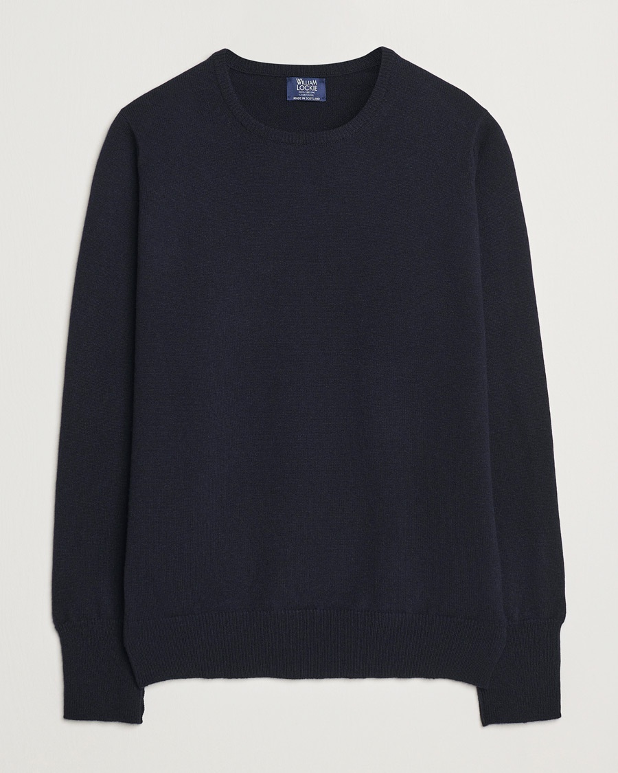 William Lockie Rob Lambswool Crewneck Navy – Blauw