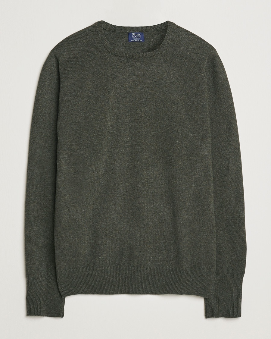 William Lockie Rob Lambswool Crewneck Seaweed – Groen