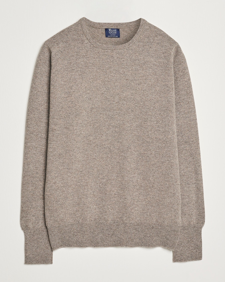 William Lockie Rob Lambswool Crewneck Vole – Beige