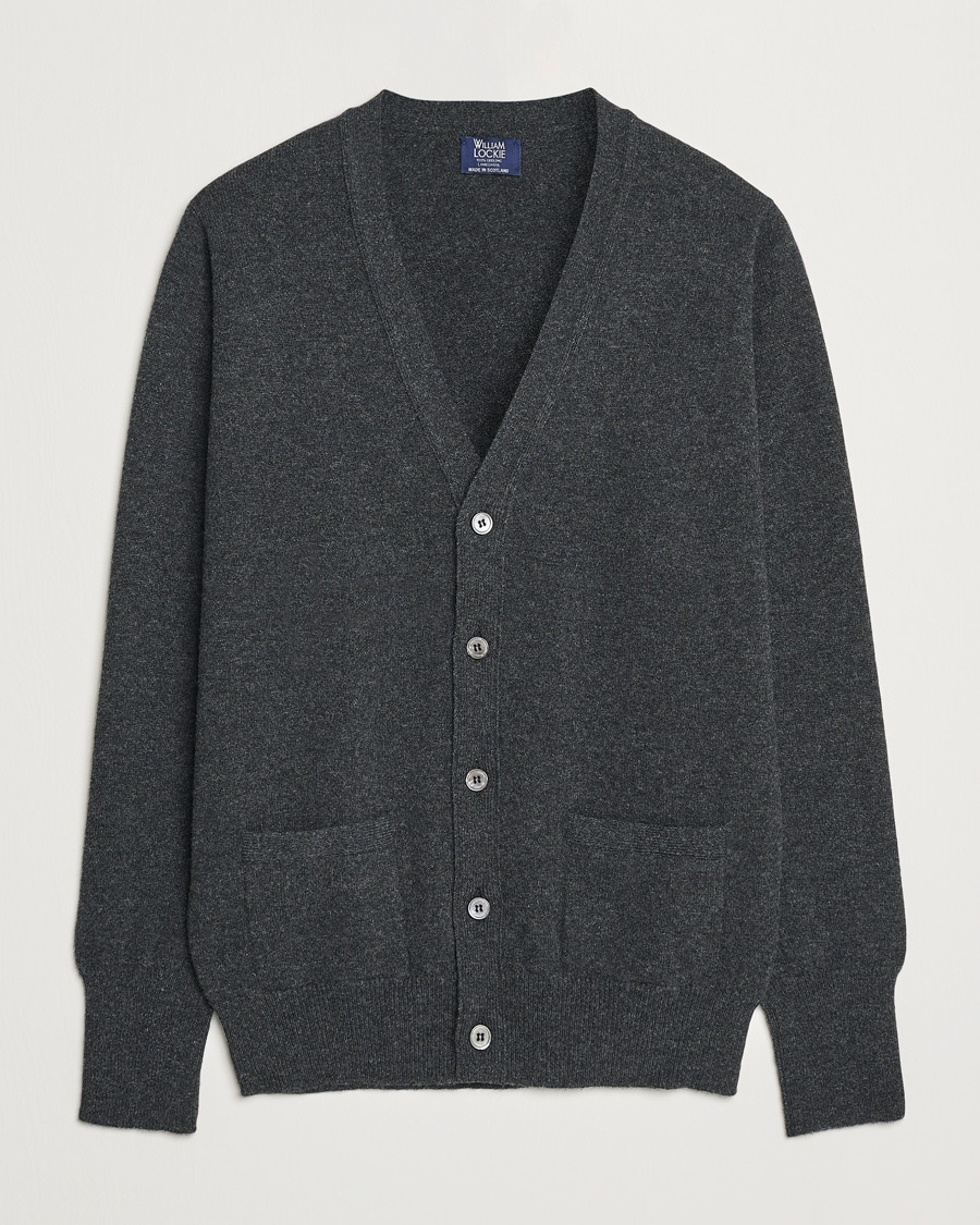 William Lockie Rob Lambswool Cardigan Charcoal – Grijs