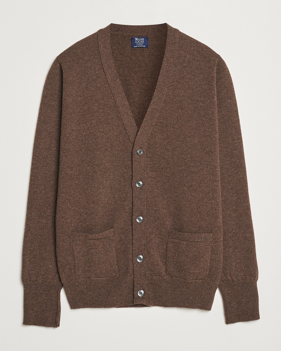 William Lockie Rob Lambswool Cardigan Mocha – Bruin
