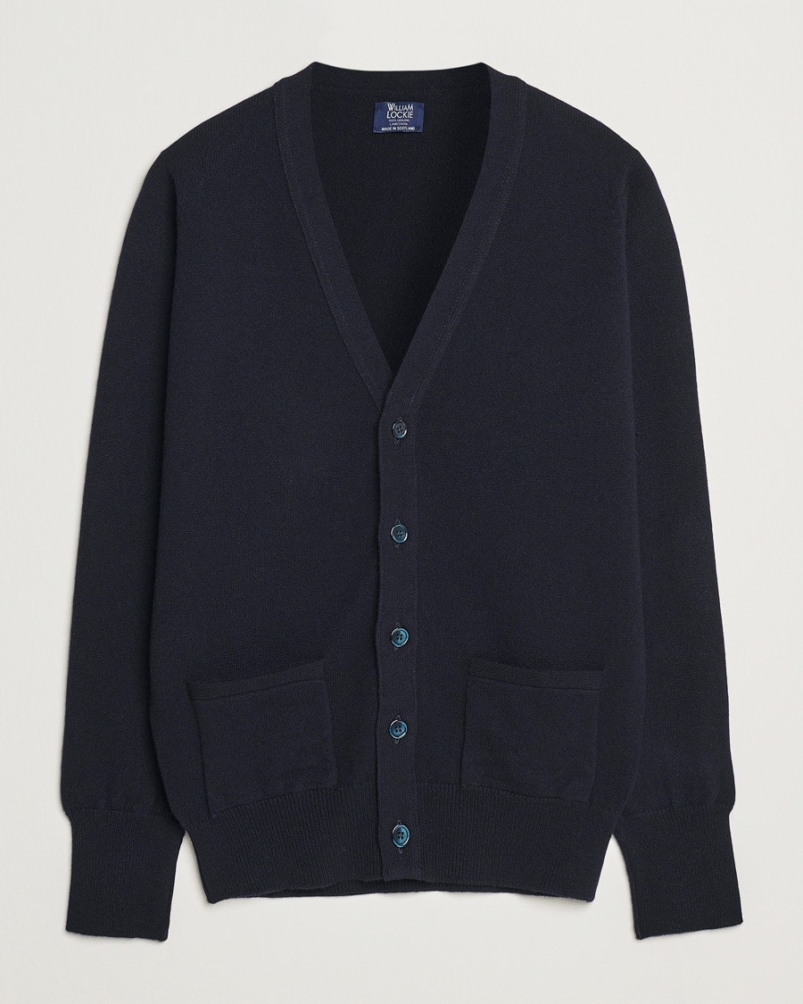 William Lockie Rob Lambswool Cardigan Navy – Blauw