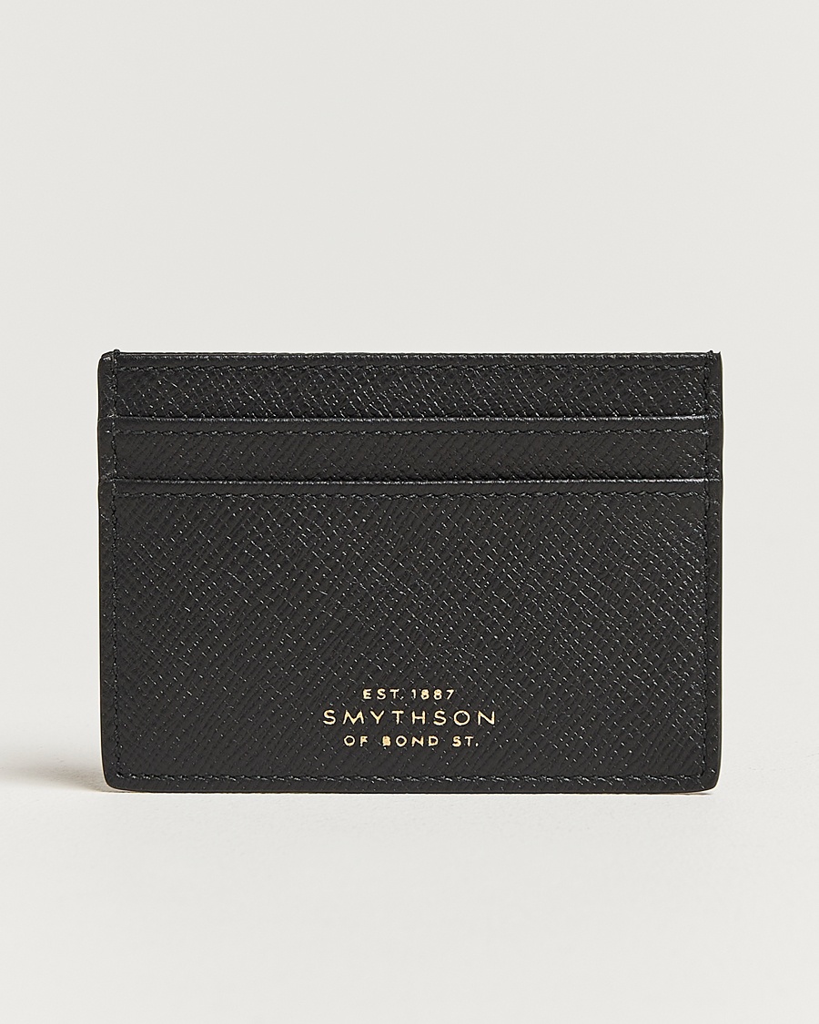 Smythson Panama Flat Cardholder Black – Zwart