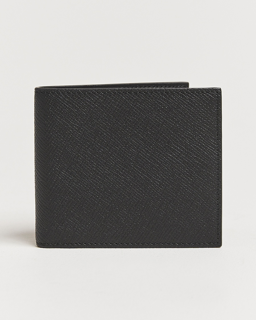 Smythson Panama 6 Card Leather Wallet Black – Zwart