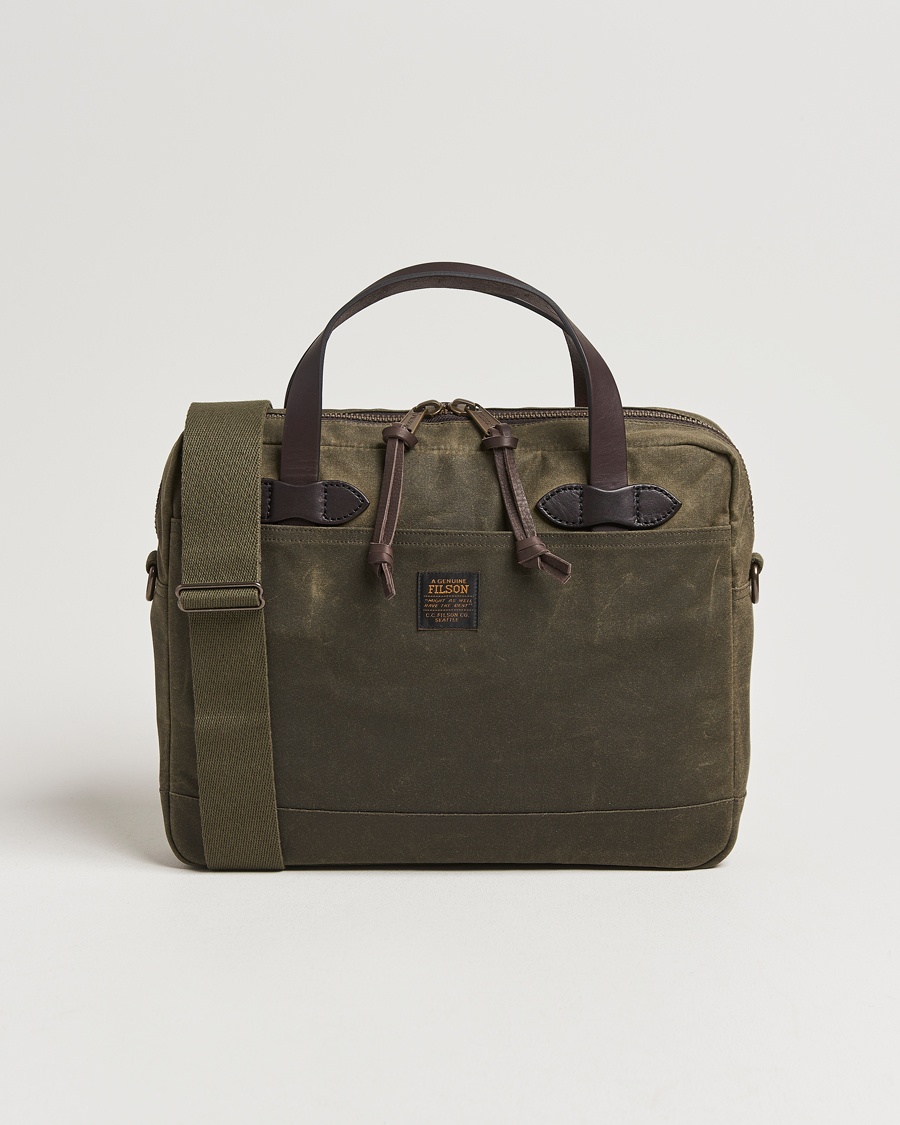 Filson Tin Cloth Compact Briefcase Otter Green – Groen