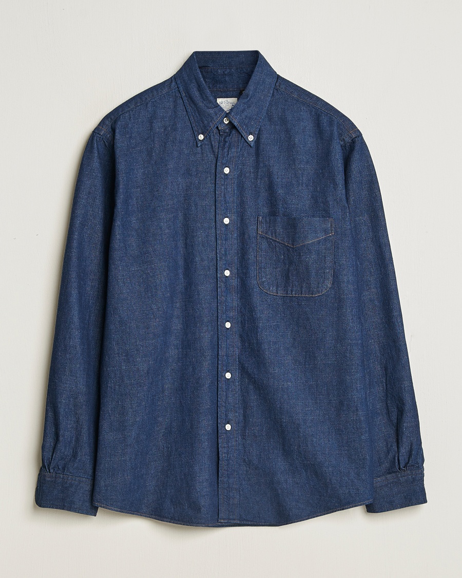 orSlow Denim Button Down Shirt One Wash – Blauw