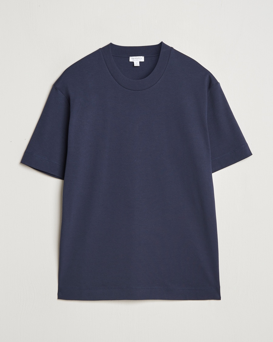 Sunspel Heavy Weight Supima Cotton T-Shirt Navy – Blauw