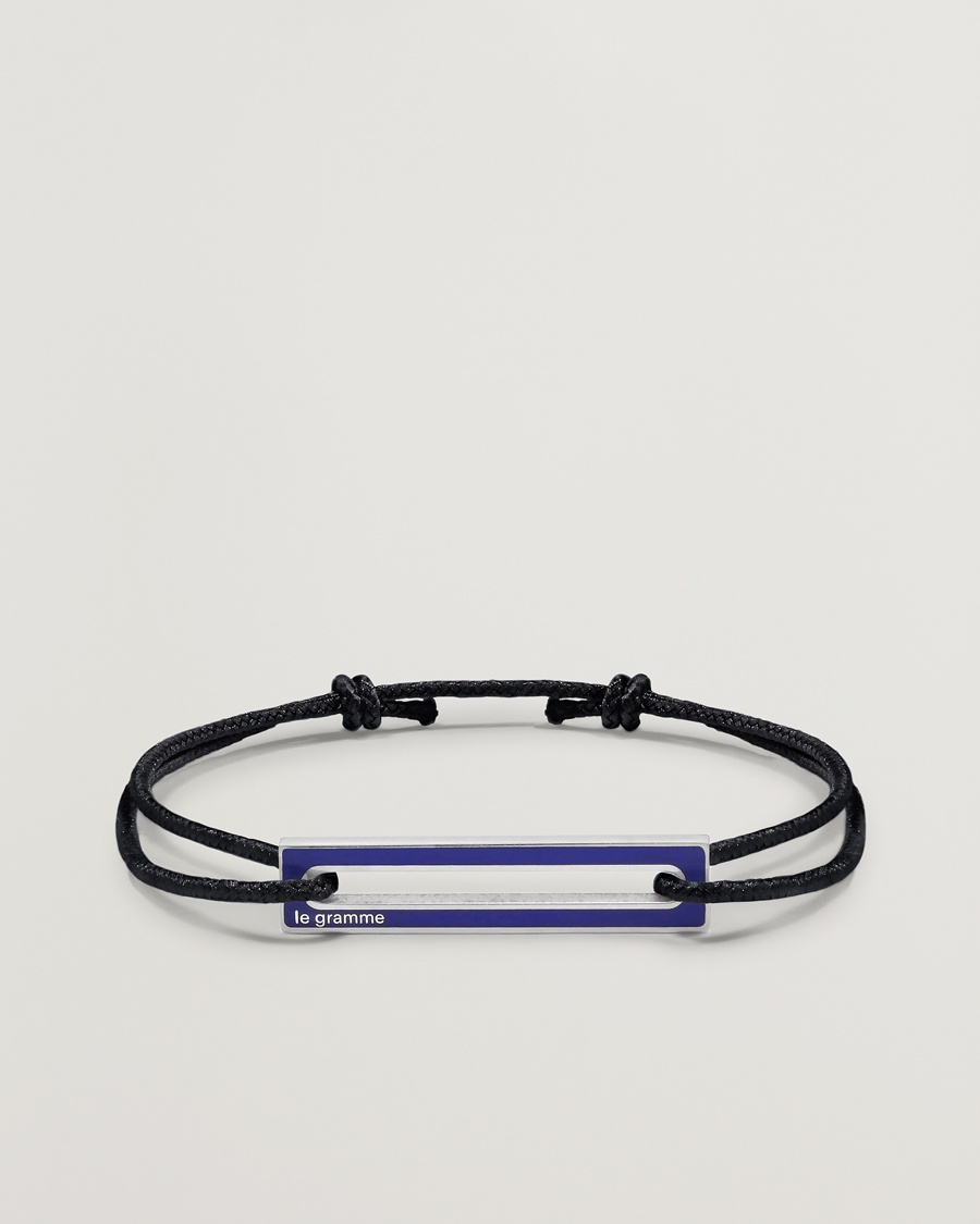 LE GRAMME Lacquered Cord Bracelet Royal Blue – Zwart