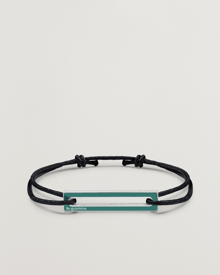 LE GRAMME Lacquered Cord Bracelet Green – Zwart