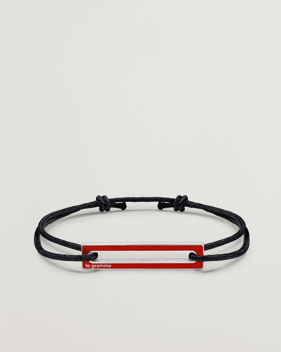 LE GRAMME Lacquered Cord Bracelet Red – Zwart
