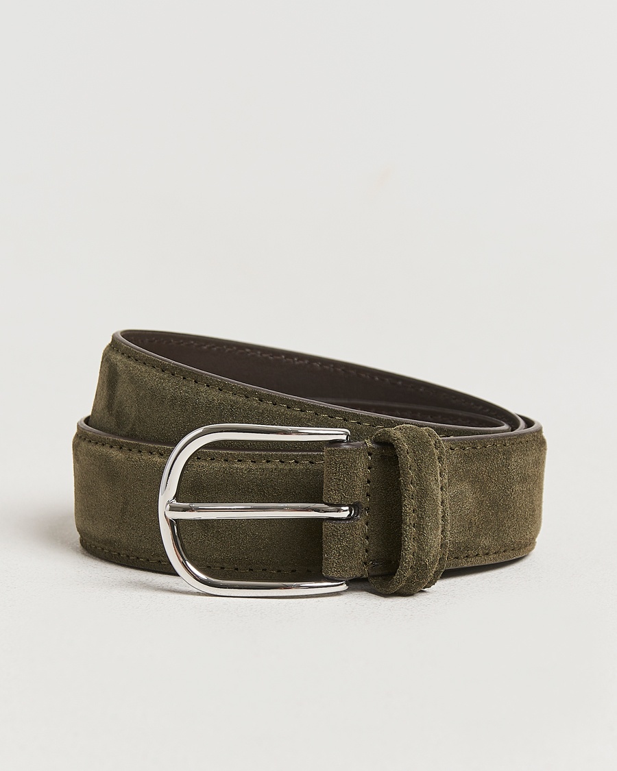 Anderson's Suede 3,5 cm Belt Green – Groen