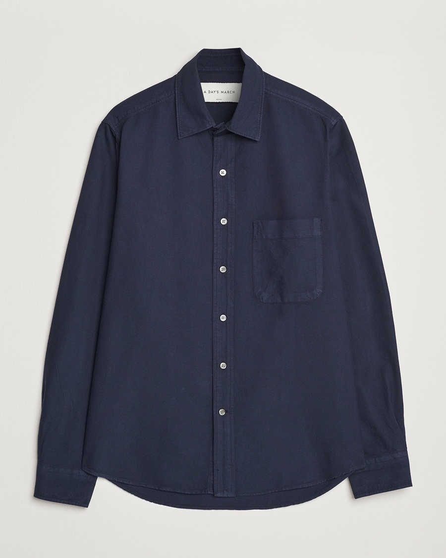 A Day's March Mason Dyed Oxford Shirt Navy – Blauw