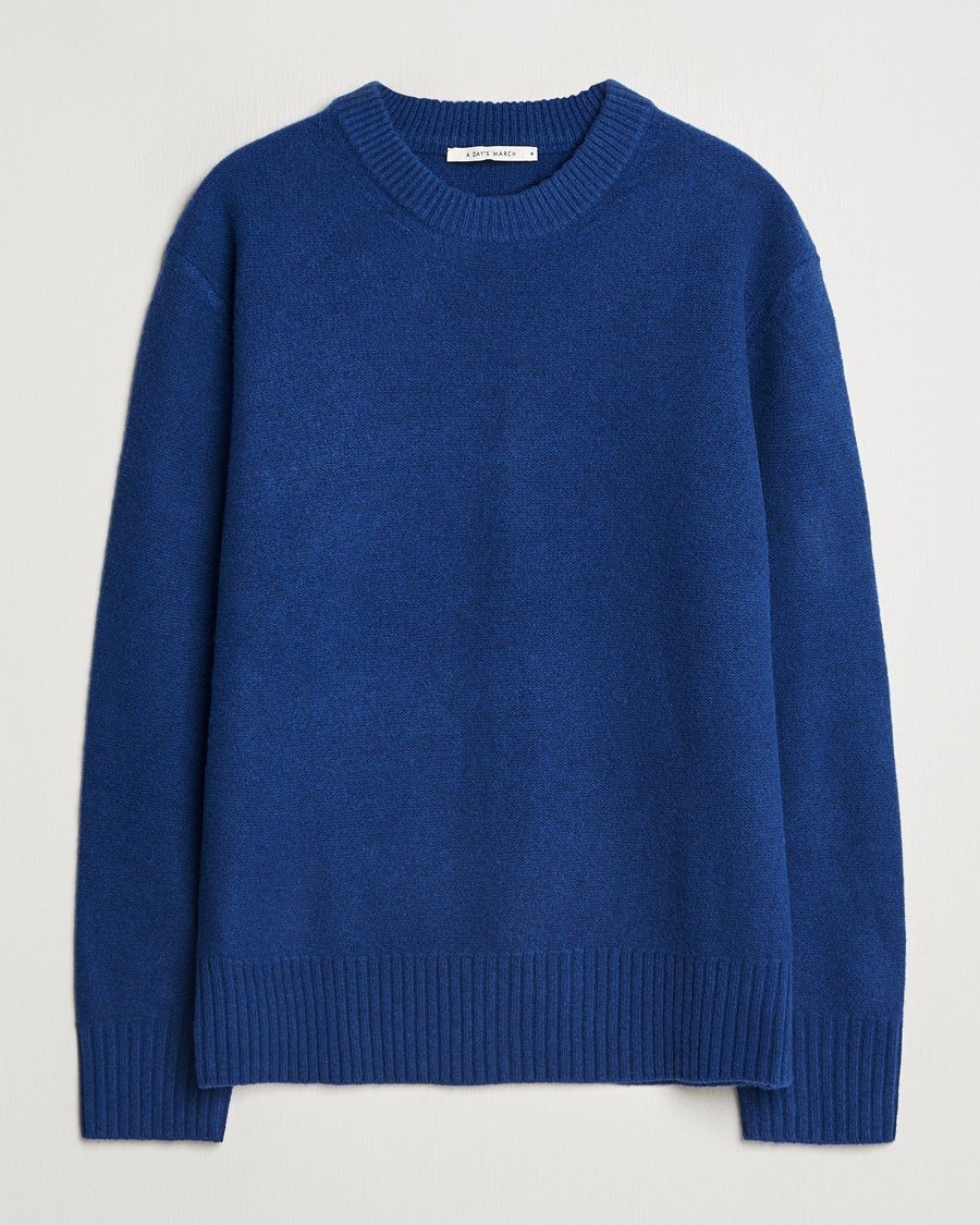 A Day's March Tietar Boiled Merino Sweater Blue – Blauw