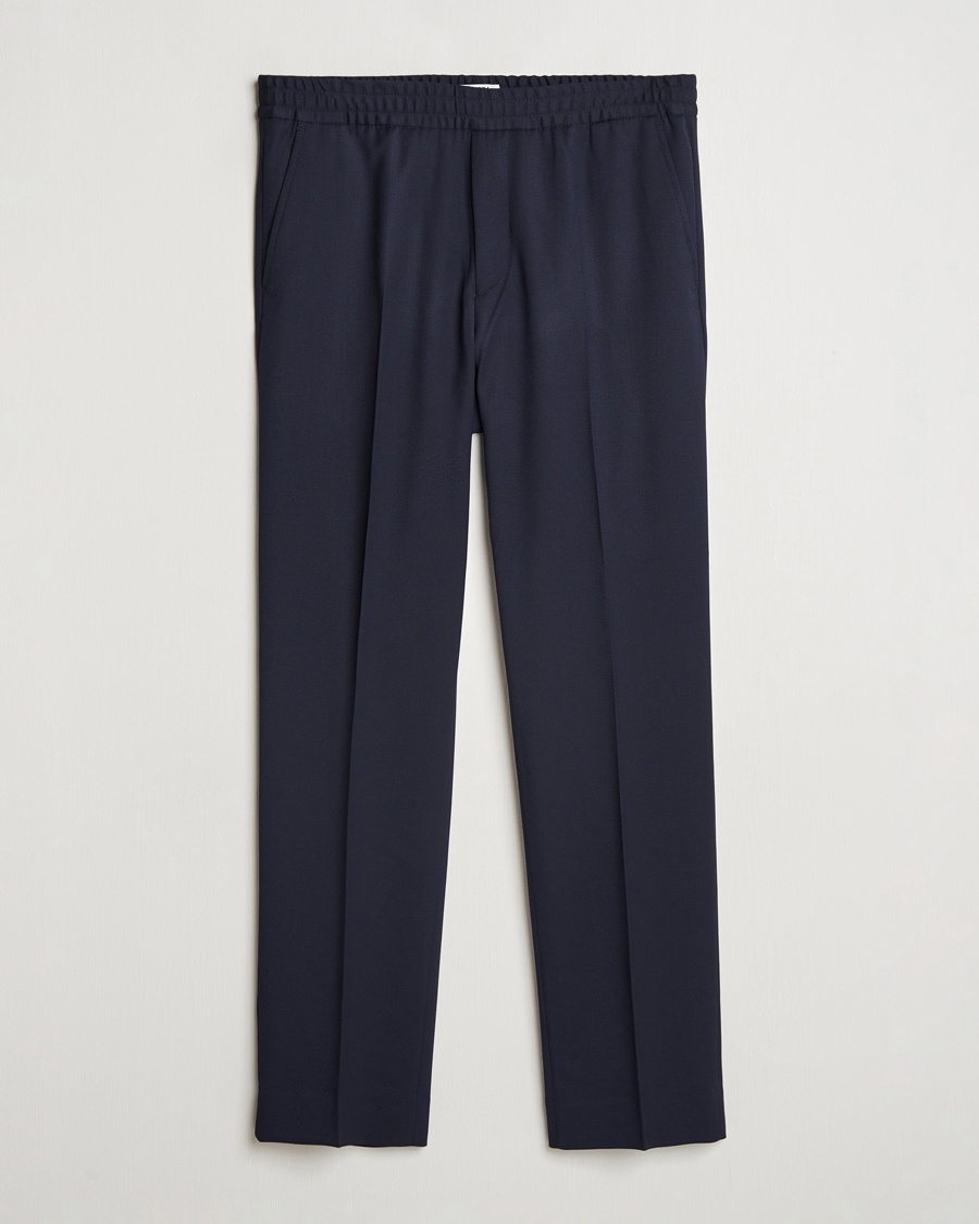 Filippa K Theo Relaxed Wool Trousers Navy – Blauw