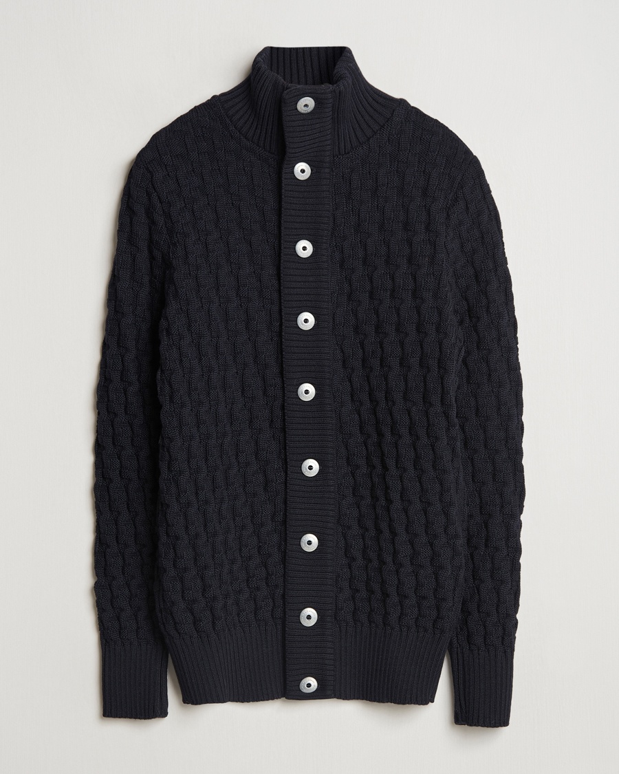 S.N.S. Herning Stark Wool Cable Cardigan Navy – Blauw