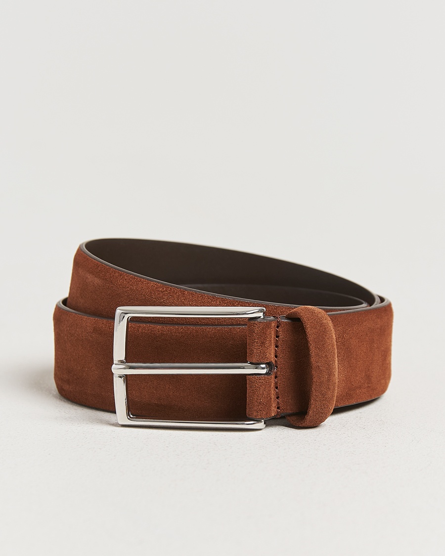 Anderson's Calf Suede 3,5 cm Belt Tobacco – Bruin