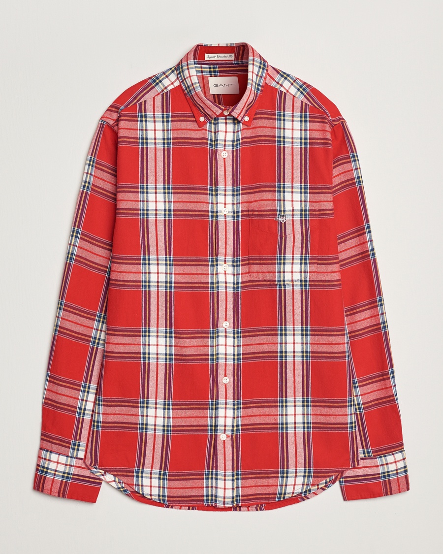 Heren | Flanellen overhemden | GANT | Regular Flannel Check Shirt Ruby Red