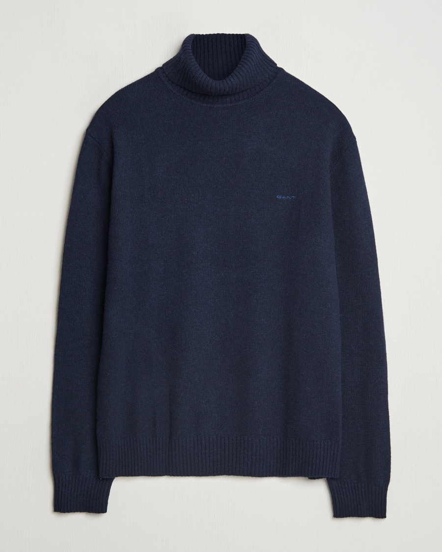 Heren | Truien | GANT | Knitted Wool Turtleneck Evening Blue