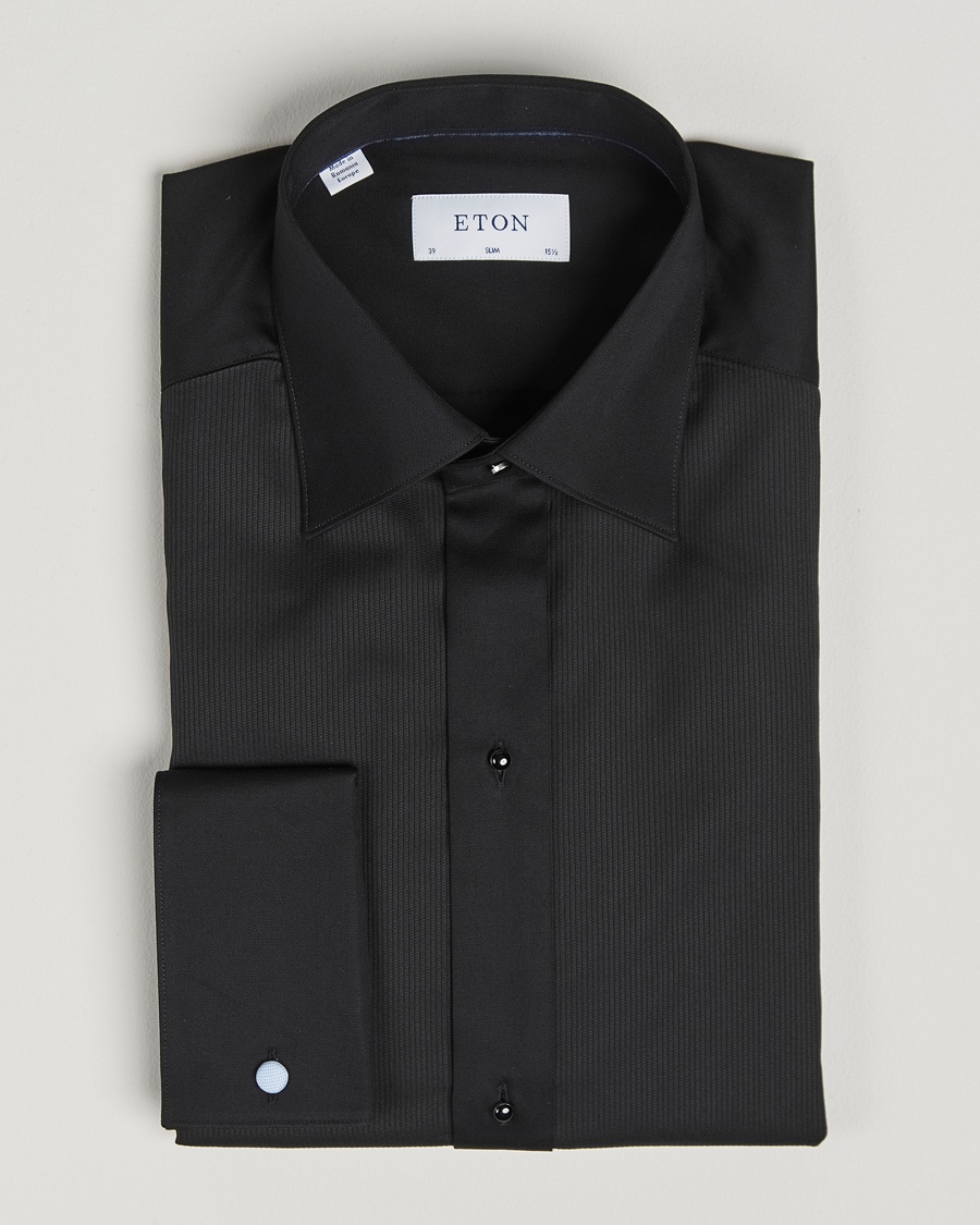 Eton Slim Fit Plissé Tuxedo Shirt Black – Zwart