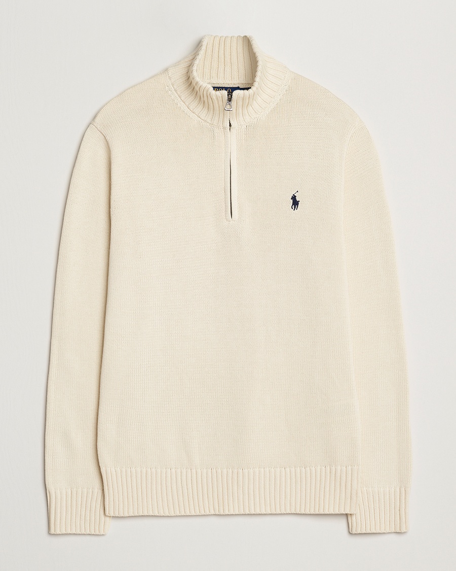 Polo Ralph Lauren Cotton Pullover Half Zip Andover Cream – Wit